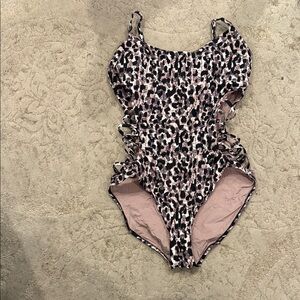 Red Carter Leopard Print One Piece Swimsuit